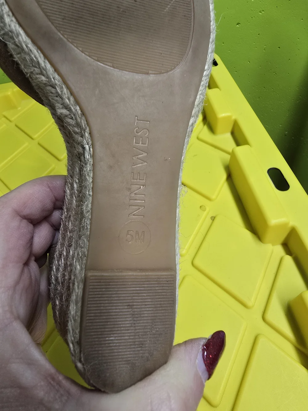 Nine West Taupe Suede Espadrille Wedge Sandals